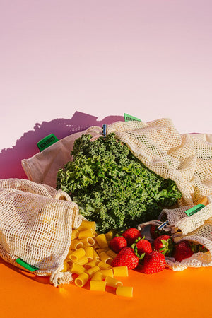 EcoRoots - Zero Waste Organic Cotton Reusable Produce Bags Set of 9