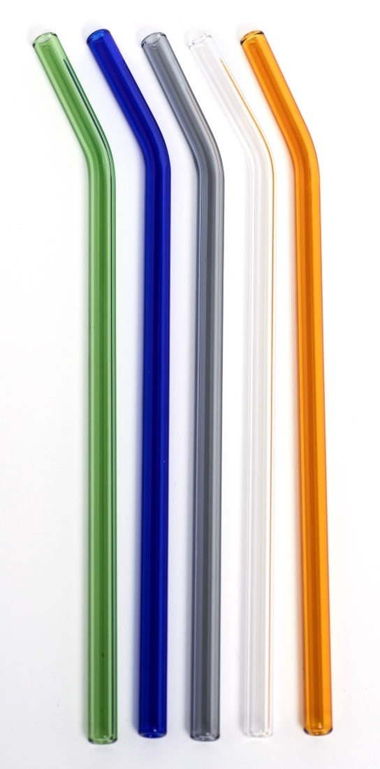 Life Without Waste - Bent Coloured Glass Drinking Straws