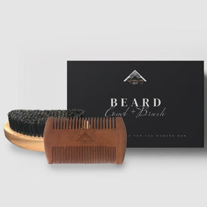 Grooming Hut - Wooden Beard Brush and Comb Set