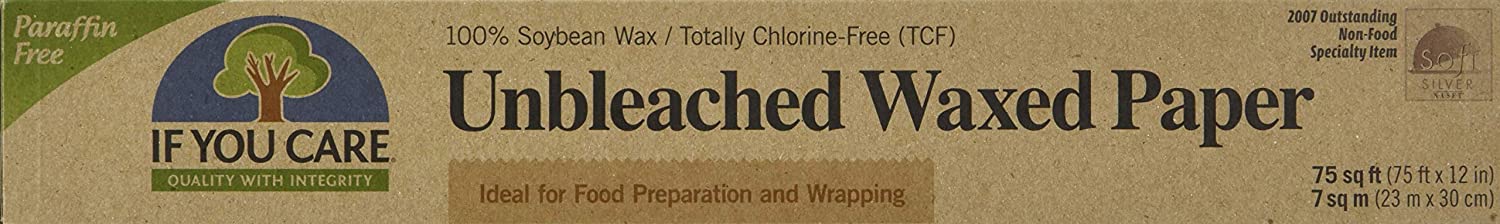 If You Care Wax Paper Rolls – 12 Pack of 75 Sq Ft Rolls - Unbleached,  Chlorine Free, 100% Natural Soybean Coated Waxed Sheets, Liner for Baking