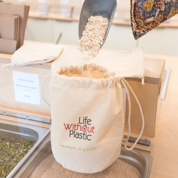 Life Without Plastic - Organic Cotton Flat-Bottom Bulk Bag - Medium All Things Being Eco Chilliwack Zero Waste Refillery Since 2008 