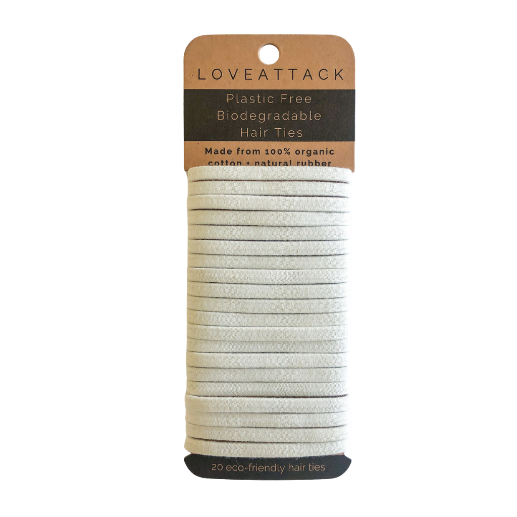 Love Attack - Plastic Free Organic Cotton Biodegradable Hair Ties All Things Being ECo Chilliwack White