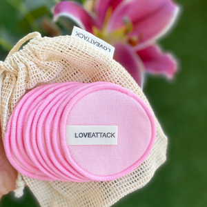 Love Attack - Reusable Organic Cotton Face Rounds All Things Being Eco Chilliwack Zero Waste Pink