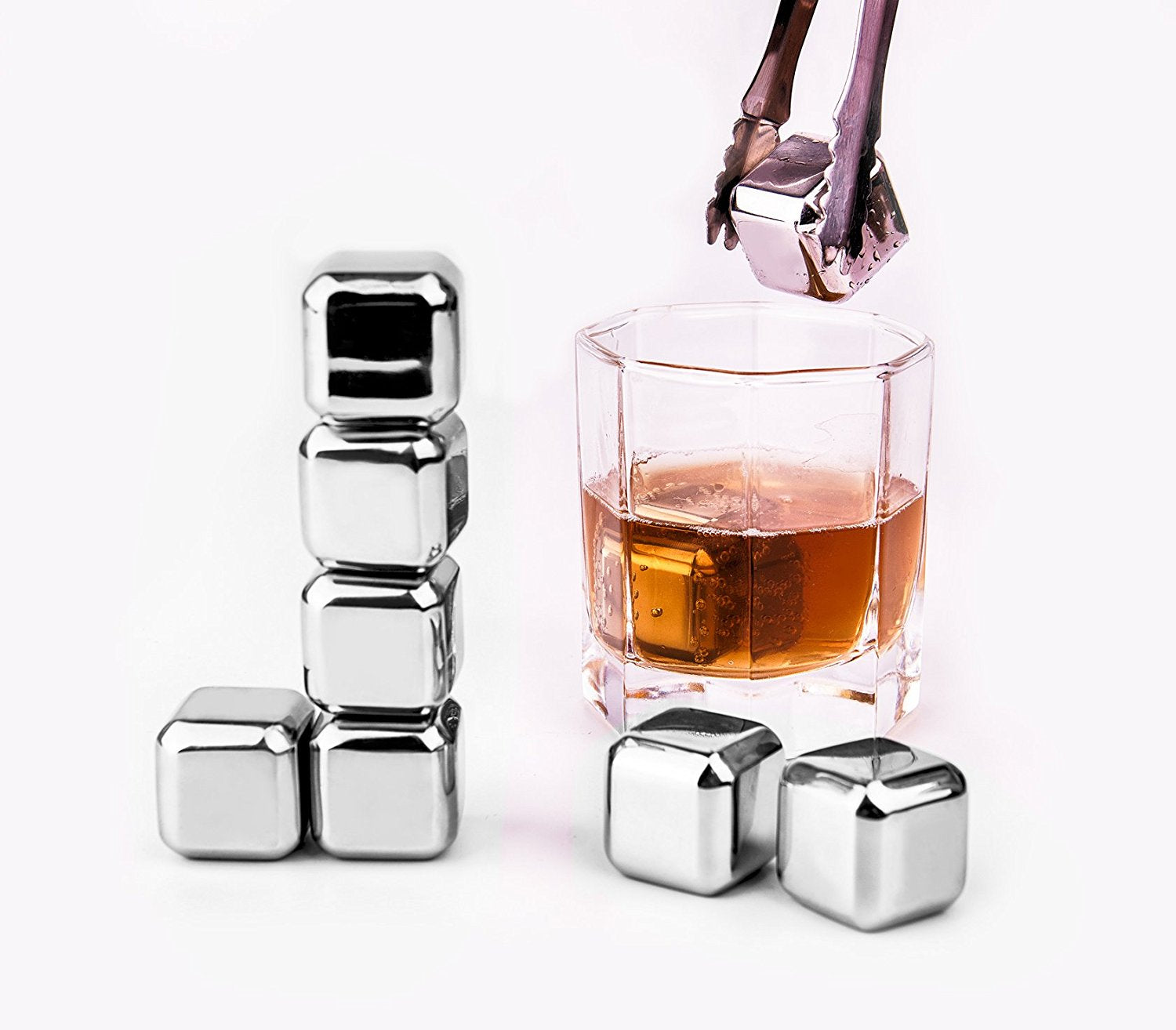 Onyx Stainless Steel Ice Cube in glass