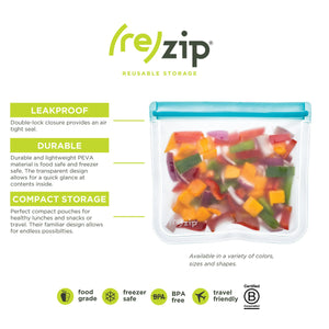 (re)zip - Lay-Flat Leakproof Reusable Food Storage Bags 4 Pack